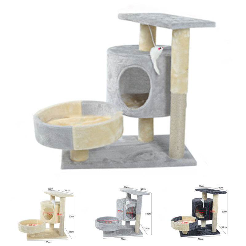 Mehrstufige Eigentumswohnung hölzerne Cat Climber Tower Sisal Large Cat Scratching Post