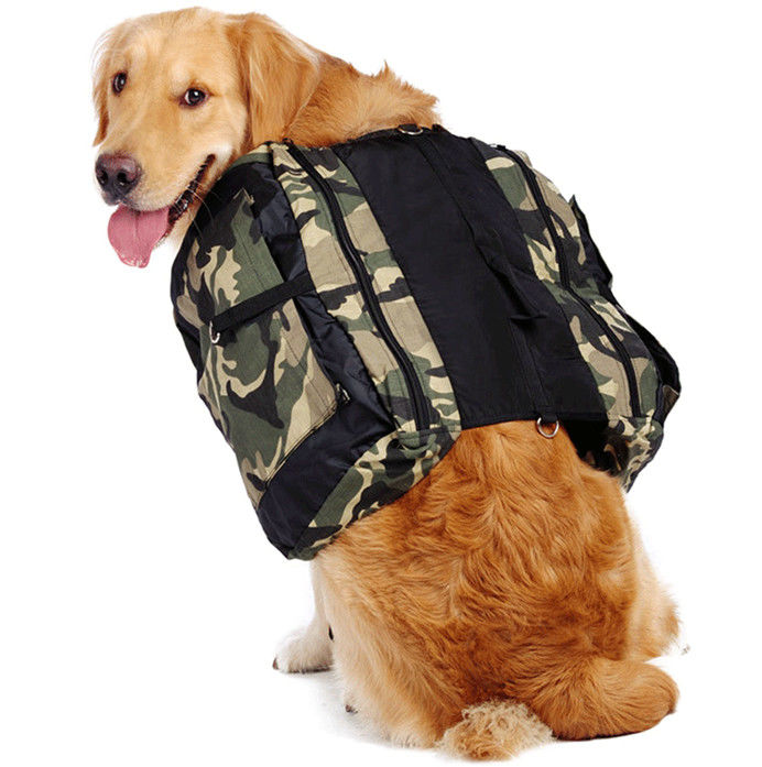 Justierbarer Tarnungs-Hundeselbstrucksack-Geschirr-Taschen-Jagd-Hunderucksack für großen Hund