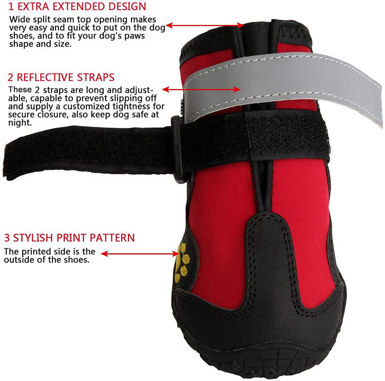 Opp-Taschen-Hundegehende Stiefel für Hunde mit Reflektorstreifen-schroffer Antibeleg-Sohle