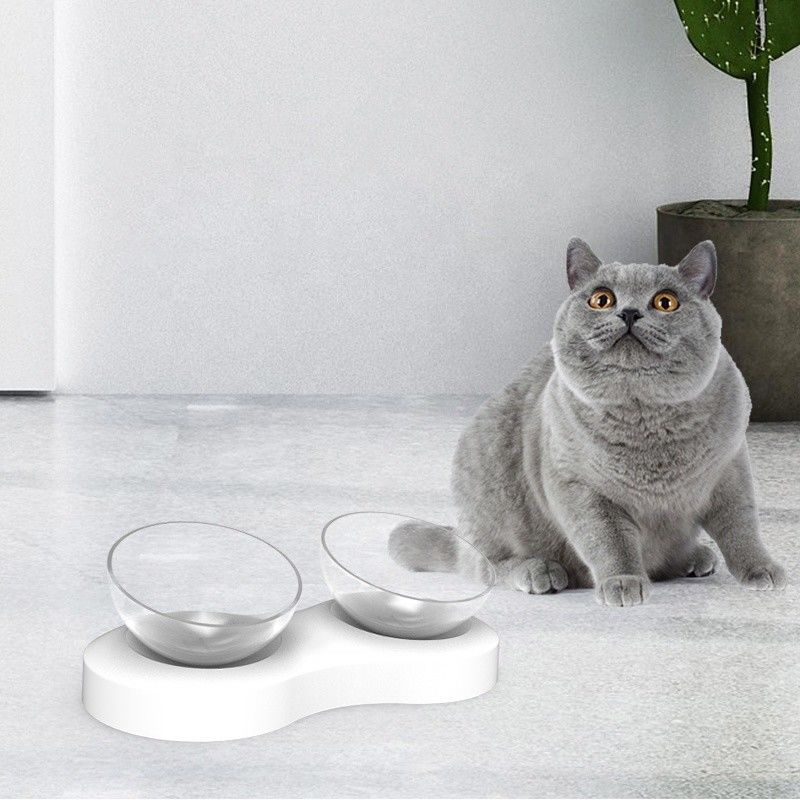 Erhöhte doppelte kleine Tiere Cat Food Bowls Funny Fors 32.3*16.5*9.5cm