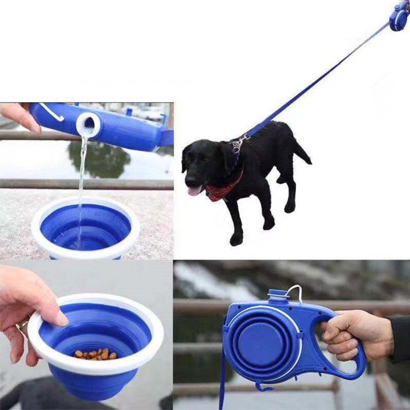 5 IN 1 Nylonhundeleinen-tragbarer Hundewasser-Flasche mit zusammenklappbarer Schüssel-Hundeheck-Taschen-Zufuhr