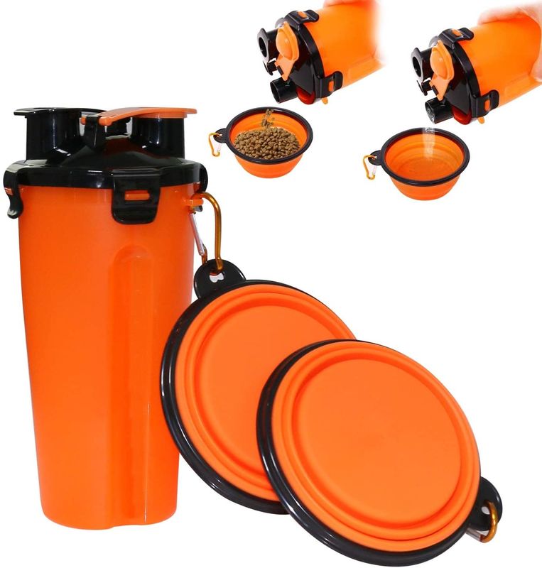 Zusammenklappbare Reise-Wasser-Schüssel-Flasche des Hund2 für tragbare Haustier-Wasser-Flasche im Freien 12oz