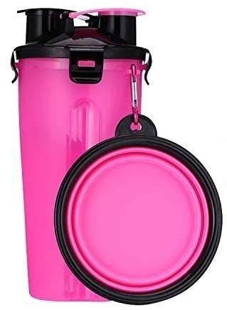 tragbare Wasser-Flaschen-Zufuhr des Haustier-350ml im Freien mit 2 zusammenklappbaren Silikon-Schüsseln