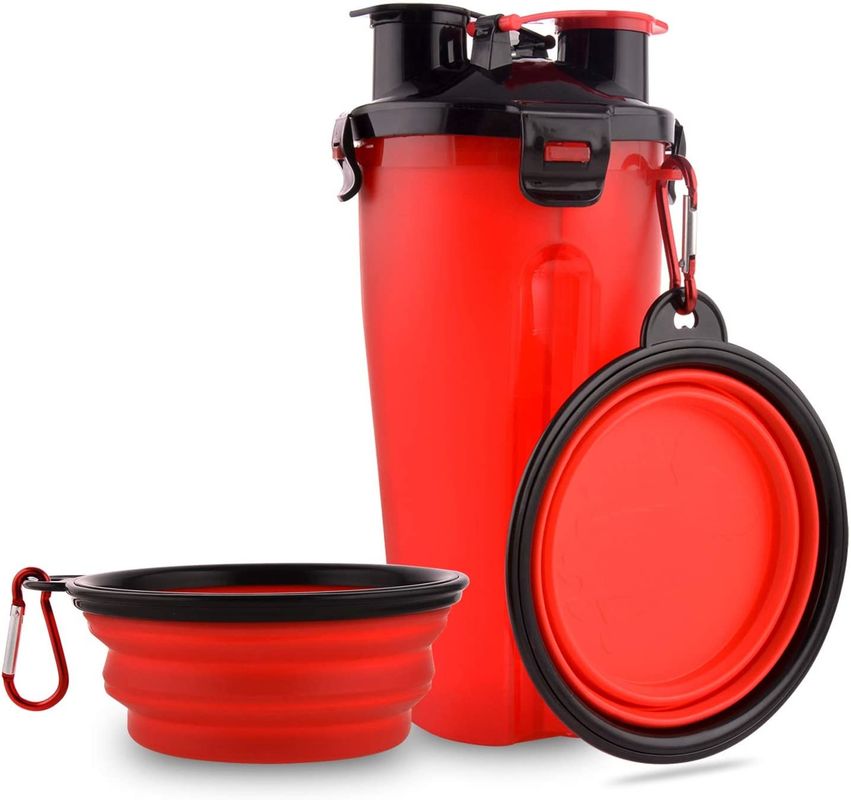 2 1 Wasser-Nahrungsmittelflaschen-zusammenklappbaren den Schüsseln in des Schoßhund-350ml mit Carabiner