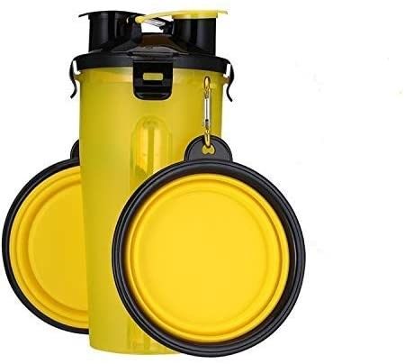 2 in 1 Hundetragbarer Wasser-Flasche im Freien mit faltbaren Schüsseln für das Gehen