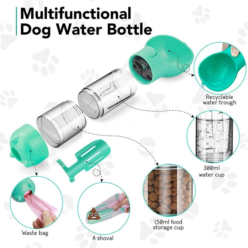Mutifunctional 4 in 1 tragbarer Welpen-Wasser-Flasche 300ML für das Gehen und Reise