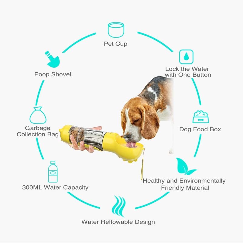 4 in 1 Reise-Wasser des Hund500ml füllt Leck-Beweis-Hundewasser-Nahrungsmittelzufuhr ab