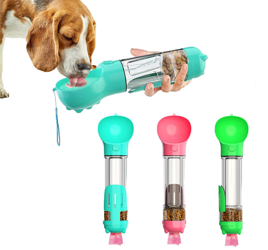 Hundewasser-Flaschen-Leck Hallupets prüfen tragbares 4 in 1 für das Trinken und das Essen der kombinierten Schale
