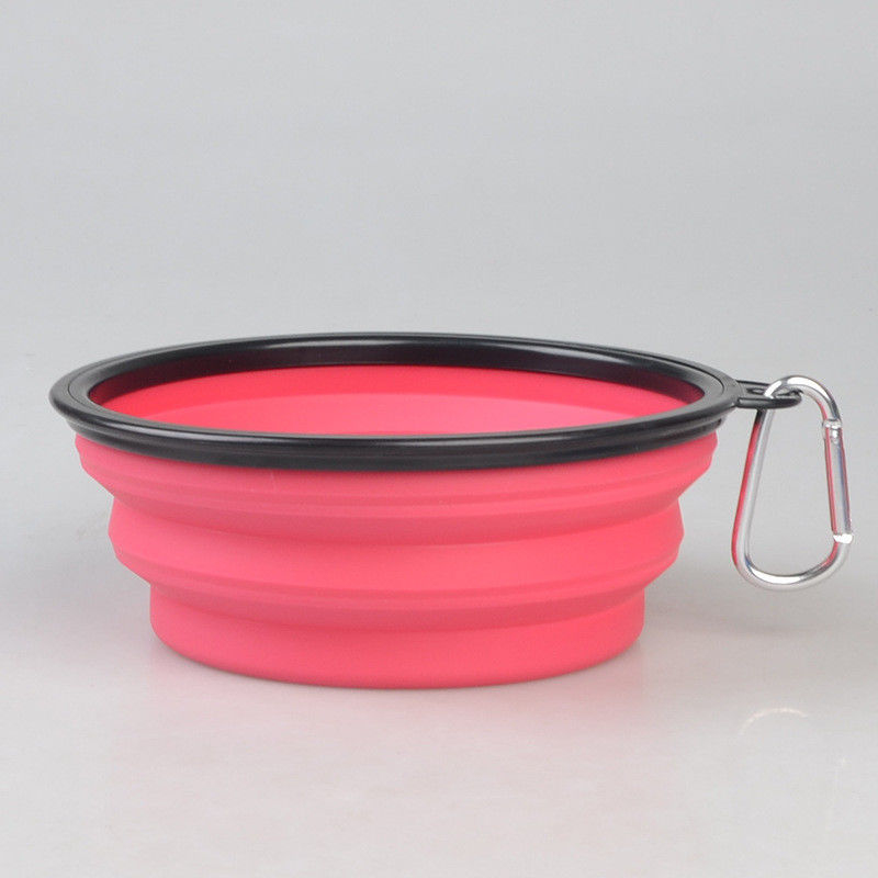 tragbare faltbare Schüssel-Nahrung- für Haustiereteller des Hund16oz mit Carabiner für reisende gehende Schoßhund-Schüssel