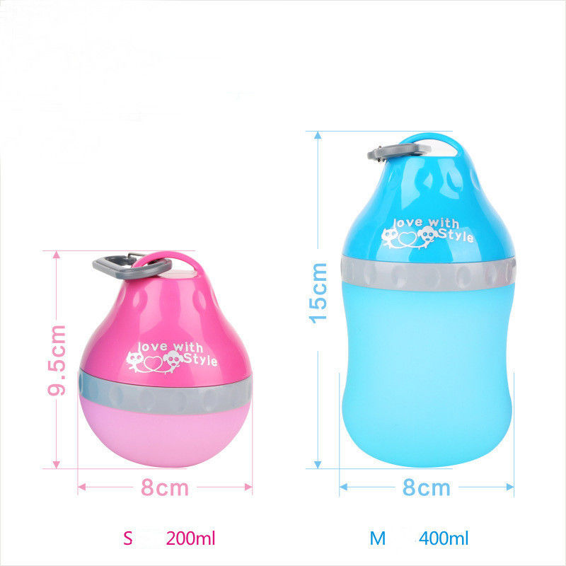 Abnehmbare Silikon-Hundewasser-Flasche und Schüssel im Freien 400 ml-Haustier-Trinkflasche
