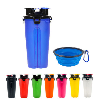 Wasser des Hund350ml und Nahrungsmittelflasche Hallupets mit zusammenklappbaren tragbaren Schüsseln